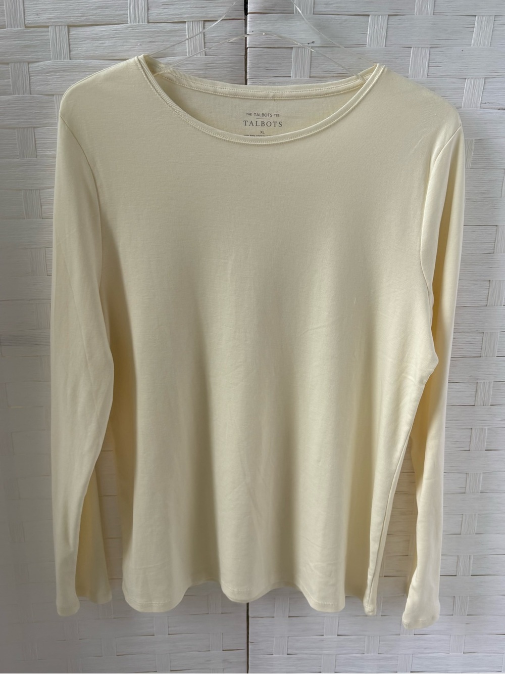 Talbots XL Soft Cream Long Sleeve Crewneck Top 100% Pima Cotton Closet Staple